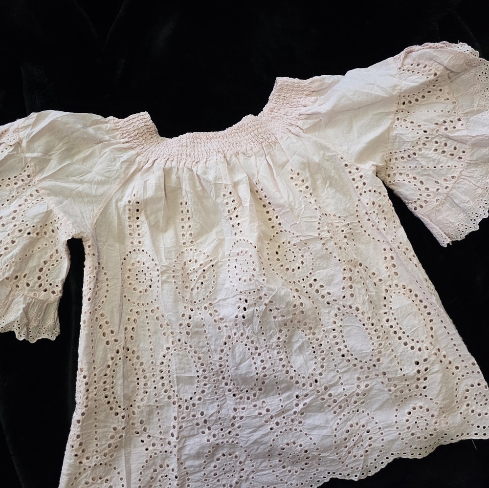 Tempo Paris Light Pink Smocked Blouse